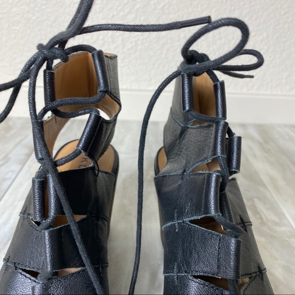 Kelsi Dagger Booties Black Heeled Cage Lace Up - Picture 6 of 9